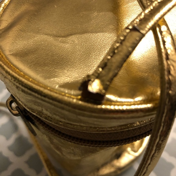 Gold Leather Retro  “Disco” Inspired Evening Crossbody Purse - Picture 6 of 7